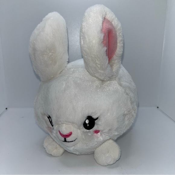 Squishable Mini Fluffy White Bunny Rabbit with Pink Cheeks 7" Plush - Picture 3 of 9